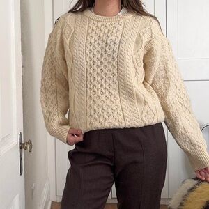100% Wool Cream Fisherman Sweater